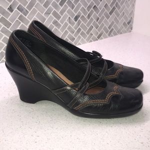 Clark Black Leather Wedge